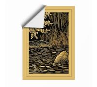 Stone by the River Japandi Unframed Wall Art Print A1 (84.1×59.4cm), Wall Decor for Living Room, Bedroom, Office & Home, Art Gift