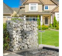 Stone Cage, Galvanised Metal Gabion Basket with 5 x 10 cm Mesh, Garden Wall Divider, 100 x 80 x 30 cm, Silver