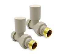 Stone/Cappuccino Valves Cream Straight Modern Standard Rounded Radiator Towel Rail Valves Central Heating (Pair) 1/2" BSP