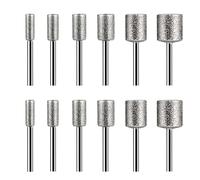 Stone Carving Set Compatible with Dremel, HOMEIDOL 12PCS Diamond Burr Bits for Stone Rocks Jewelry Glass Ceramics (4mm 5mm 6mm 8mm 10mm 12mm)