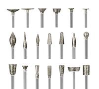 Stone Carving Set Diamond Burr Bits Compatible with Dremel, 20PCS Polishing Kits Rotary Tools Accessories with 1/8’ Shank For Carving, Engraving, Grinding, Stone, Rocks, Jewelry, Glass, Ceramics