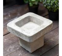 Stone Cast Plain Low Square Birdbath 25 cm Tall