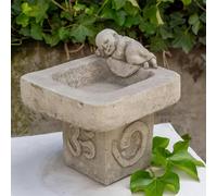 Stone Cast Small Birdbath Monk Buddha