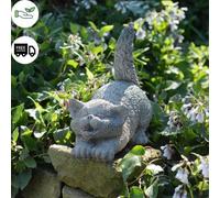 Stone Cast Tail Up Cat Sculpture