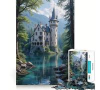 Stone Castle by The Lake 1000 Piece Jigsaw Puzzles for Adults Memory Boost Family Joy Pattern Assembly Santa Wish Pick 50x75cm