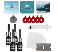 Stone Chip Repair Kit Windshield Broken Windshield Repair Kit, Glass Repair Fluid, Windscreen Crack Tools, Star Shape and Crescent Shape Cracks (4)