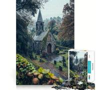 Stone Church in Forest 1000 Piece Jigsaw Puzzles for Adults Teenagers Memory Upgrade Light Relax Sharp Cut Lovely Gift 38x26cm