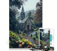 Stone Church in Forest for Adults 1000 Piece Jigsaw Puzzle Mind Puzzle Relaxing Fun Image Assembly Warm Surprise 38x52cm