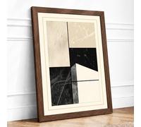 Stone Compositions Minimalist Framed Wall Art Print A1 (84.1×59.4cm) Walnut, Wall Decor for Living Room, Bedroom, Office & Home, Ready to Hang, Art Gift