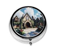 Stone Cottage Garden Cute Pill Organizer - AM PM Pill Box, Small & Large Travel Pill Case, Unique Custom Design, Iron Plating, Perfect for Purse and On-The-Go