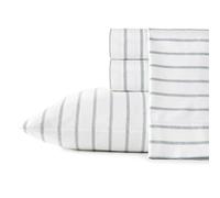 Stone Cottage - Queen Sheets, Cotton Percale Bedding Set, Crisp & Cool Home Decor (Trenton Stripe Green, Queen)