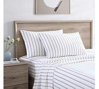 Stone Cottage - Twin Sheets, Cotton Percale Bedding Set, Crisp & Cool Home Decor (Trenton Stripe Grey, Twin)