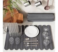 Stone Dish Drying Mat or Kitchen Counter, Quick Dry Stone Mat Kitchen for Dishes Bottles Cups, Large Foldable Diatomaceous Earth Dish Drying Mats Match Any Countertop, Dark Grey