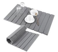 Stone Drying Mat for Kitchen Counter 60x40cm Foldable Non-Slip Stone Drying Pad Reusable Dish Drainer Mat Diatomite Drying Stone Mat with Exquisite Patterns for Sink Dish Rack Marble Worktop Black