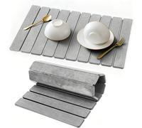 Stone Drying Mat for Kitchen Counter, Absorbent Quick Drying Dish Drying Mats, 23.6 x 15.5 Inch Collapsible Diatomaceous Earth Mat, Dish Drying Matt for Dishes Bottles Cups