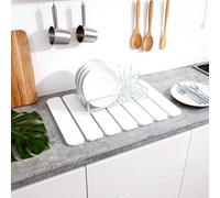Stone Drying Mat for Kitchen Counter,Large Stone Dish Drying Mat Foldable, Absorbent Diatomaceous Earth Bath Mat Quick Dry for Kitchen Dishes Bottles Cups Bathroom Any Countertop (White, 40x30CM)