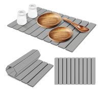 Stone Drying Mat Kitchen | Diatomaceous Earth Quick-Dry Collapsible Pad, Non-Slip & Super Absorbent | Reusable for Dishes, Sink, Tub, Pets, Marble Worktop | 30x40cm Large Grey