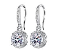 Stone Earhook Four Stone Round Bag Earrings Female Moissanite Is Known For Its Superior Refractive Index And Fiery Colours. The Earrings With Evening Jewellery Earrings, one size, Metal, No Gemstone
