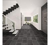 Stone Effect Anti-Slip Black Vinyl Flooring For LivingRoom, Kitchen, 2.0mm Thick Textile Backing Vinyl Sheet With Textile Backing Waterproof Lino Flooring-1m(3'3") X 2m(6'6")-2m²