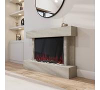 Stone Effect Freestanding 44 Inch Electric Fire with Logs and Pebbles - AmberGlo