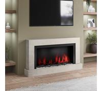 Stone Effect Freestanding 62 Inch Electric Fireplace with Pebbles - AmberGlo