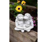 Stone Effect Kissing Monkeys Garden Statue Smooching Chimp Pond Ornament