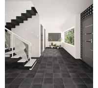Stone Effect Non Slip Black Vinyl Flooring For Livingroom, Kitchen,2mm Thick Textile Backing Vinyl Sheet -1M(3'3") X 4M(13'1")-4M²