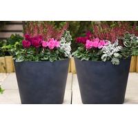 Stone Effect Planter - 30.5cm Dark Grey Lightweight Durable Design: Two