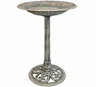 Stone-Effect Plastic Pedestal Bird Bath & Feeder, Free-Standing Garden Ornament, 50cm Dia x 69.5cm H (Code 2001447)