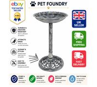 Stone Effect Plastic Pedestal Bird Bath Feeder Outdoor Garden Patio Decor