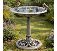 Stone-Effect Plastic Pedestal Bird Bath & Feeder, Free-Standing Garden Ornament, 50cm Dia x 69.5cm H (Code 2001447)