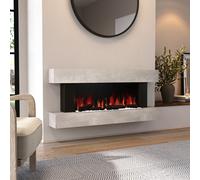 Stone-Effect Wall-Mounted Electric Smart Fire Place with Surround - 52 Inch - AmberGlo