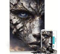 Stone Face with Golden Veins Jigsaw Puzzle 1000 Piece for Teenagers Recall Upgrade Relax Mind Clear Cut Fine Art Piece 50x75cm