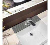 Stone Faucet Mat For Kitchen Sink, 15.7" Diatomite Fast Drying Stone Kitchen Sink Mat, Super Absorbent, Sink Stone Quick Dry Around Faucet, Stone Sink Splash Guard For Bathroom (Gray)