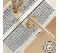 Stone Faucet Mat for Kitchen Sink 18 Inch Diatomaceous Earth Quick Dry Stone Kitchen Sink Super Absorbent Quick Drying Around Faucet Stone Sink Splash Guard for Bathroom