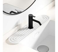 Stone Faucet Mat for Kitchen Sink, 23.6" Kitchen Sink Splash Guard Stone, Kitchen Faucet Absorbent Mat, Super Absorbent, Diatomite Kitchen Faucet Mat for Bathroom Counter, White