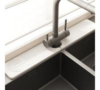 Stone Faucet Mat for Kitchen Sink, Kitchen Sink Splash Guard, Diatomite Fast Drying Stone Faucet Mat for Bathroom Counter, Premium Stone Splash Guard for Kitchen & Bathroom Faucets, 10x38cm