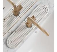 Stone Faucet Mat for Kitchen Sink Super Absorbent Diatomite Stone Drying Mat Kitchen Sink Splash Guard, Quick Dry Sink Mat Protector for Kitchen Bathroom Counter (45x10cm, White) (White)