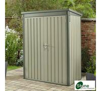 Stone Garden 4Ft 7In X 2Ft 6In Vertical Steel Shed, 1887L Capacity, Galvanised Corrosion Resistant, Lockable, Green Finish