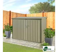 Stone Garden 6Ft 5" X 2Ft 11" Horizontal Steel Storage Shed In Green, 2018L Capacity For 2 X 360L Or 3 X 240L Wheelie Bins