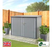 Stone Garden 6Ft 5" X 2Ft 11" Horizontal Steel Storage Shed In Grey, 2018L Capacity For 2 X 360L Or 3 X 240L Wheelie Bins