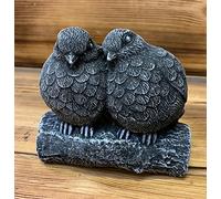 STONE GARDEN CUTE PAIR OF LOVE BIRDS BIRD BLUE TITS STATUE ORNAMENT