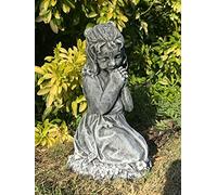STONE GARDEN CUTE PRAYING GIRL LARGE STATUE ORNAMENT