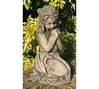STONE GARDEN CUTE PRAYING GIRL LARGE STATUE ORNAMENT