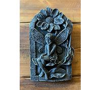 STONE GARDEN DETAILED LILY FAIRY ANGEL WALL HANGING PLAQUE ORNAMENT