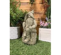 STONE GARDEN DETAILED THINKING PIXIE GNOME FAIRY BEARD HAT STATUE ORNAMENT GIFT