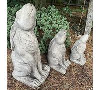 STONE GARDEN FAMILY FULL SET OF RUSTIC MOON GAZING HARE ORNAMENTS
