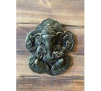 STONE GARDEN GANESH GANESHA BUDDHA WALL PLAQUE LEAF BRONZED ORNAMENT