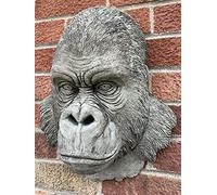 STONE GARDEN LARGE NATURAL DETAILED GORILLA HEAD WALL HANGING PLAQUE ORNAMENT