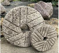 STONE GARDEN LARGE RUSTIC PAIR OF MILLSTONES MILLSTONE GRINDSTONE ORNAMENT